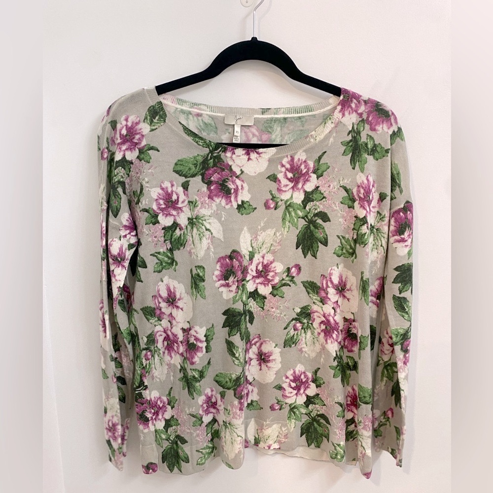 Joie Emele Oversized Slouchy Scoop Neck Floral Print Sweater Sz. XS